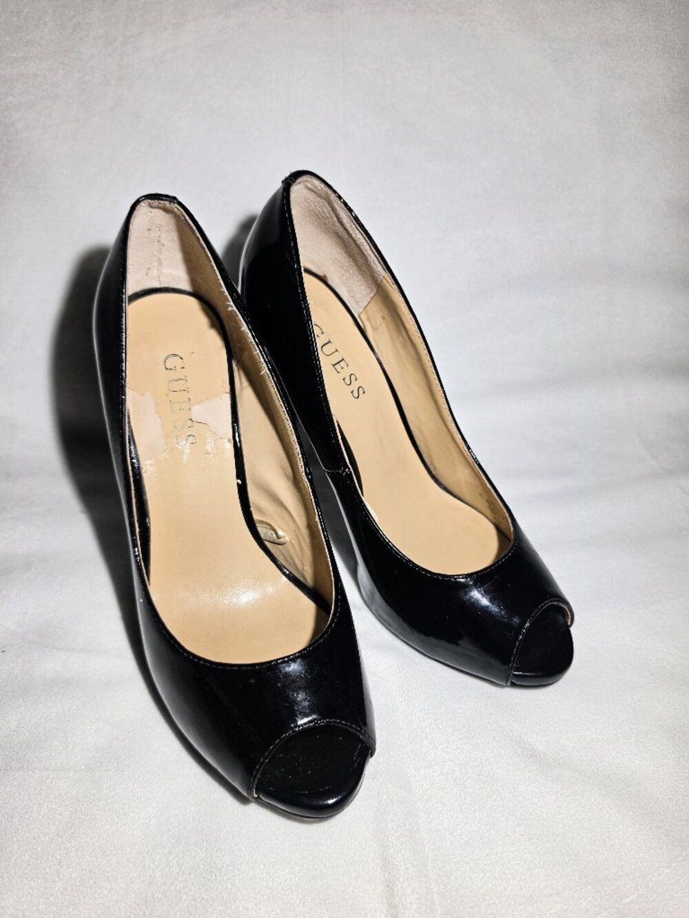 Black GUESS peep toe vintage heels size 6 Victorian Business Fashion
